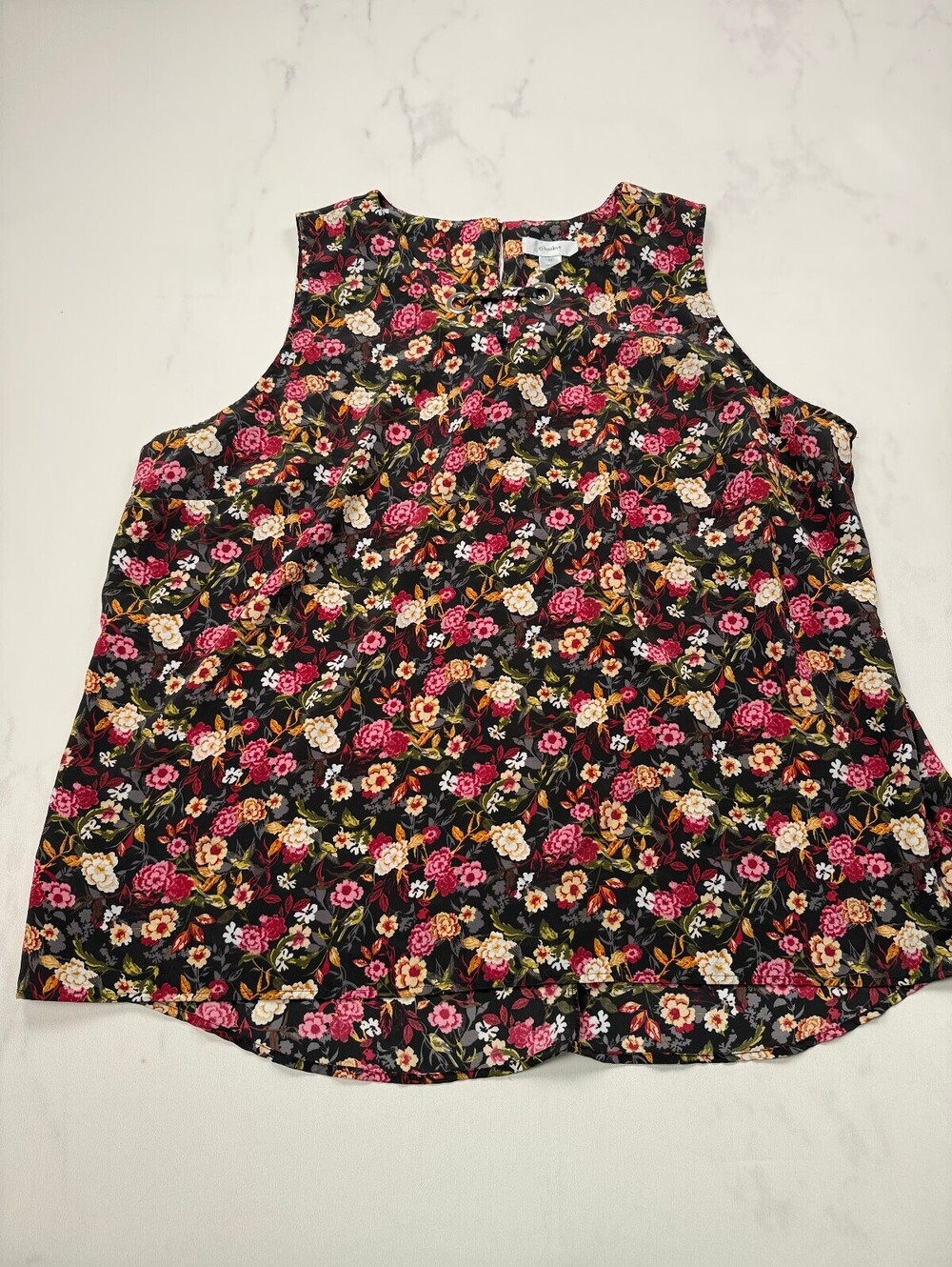 Cj Banks Blouse Black Vintage Floral Print Statement Style - Womens 3X